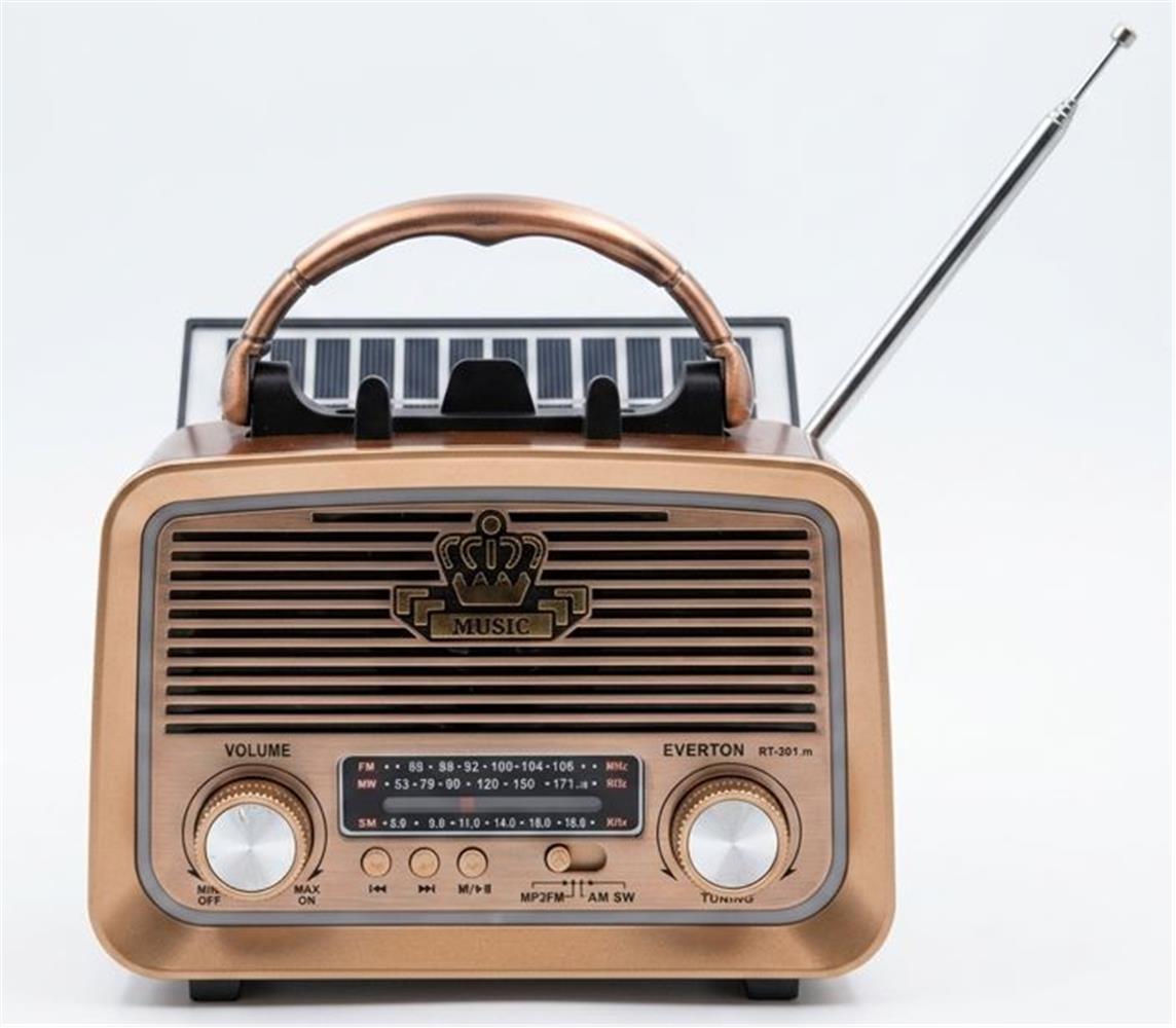 Everton RT-301.m Bluetooth-USB-SD-FM Şarjlı,Solarlı,Ledli, Nostaljik Radyo El Fenerl Radyo